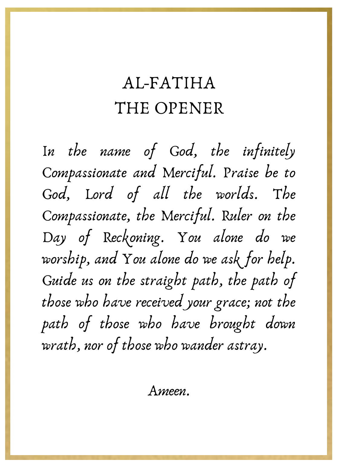 Al Fatiha Script - Avem