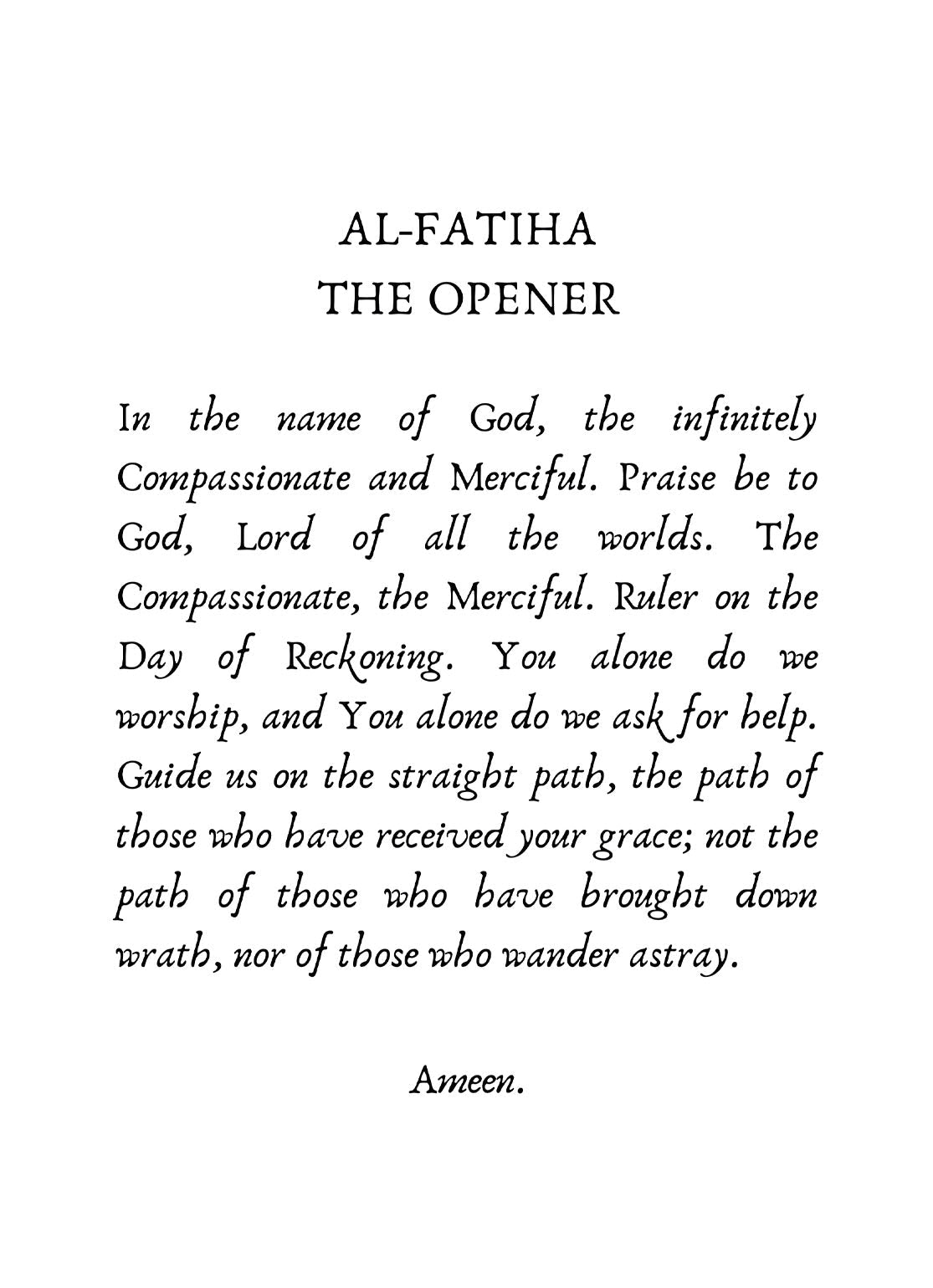 Al Fatiha Script - Avem