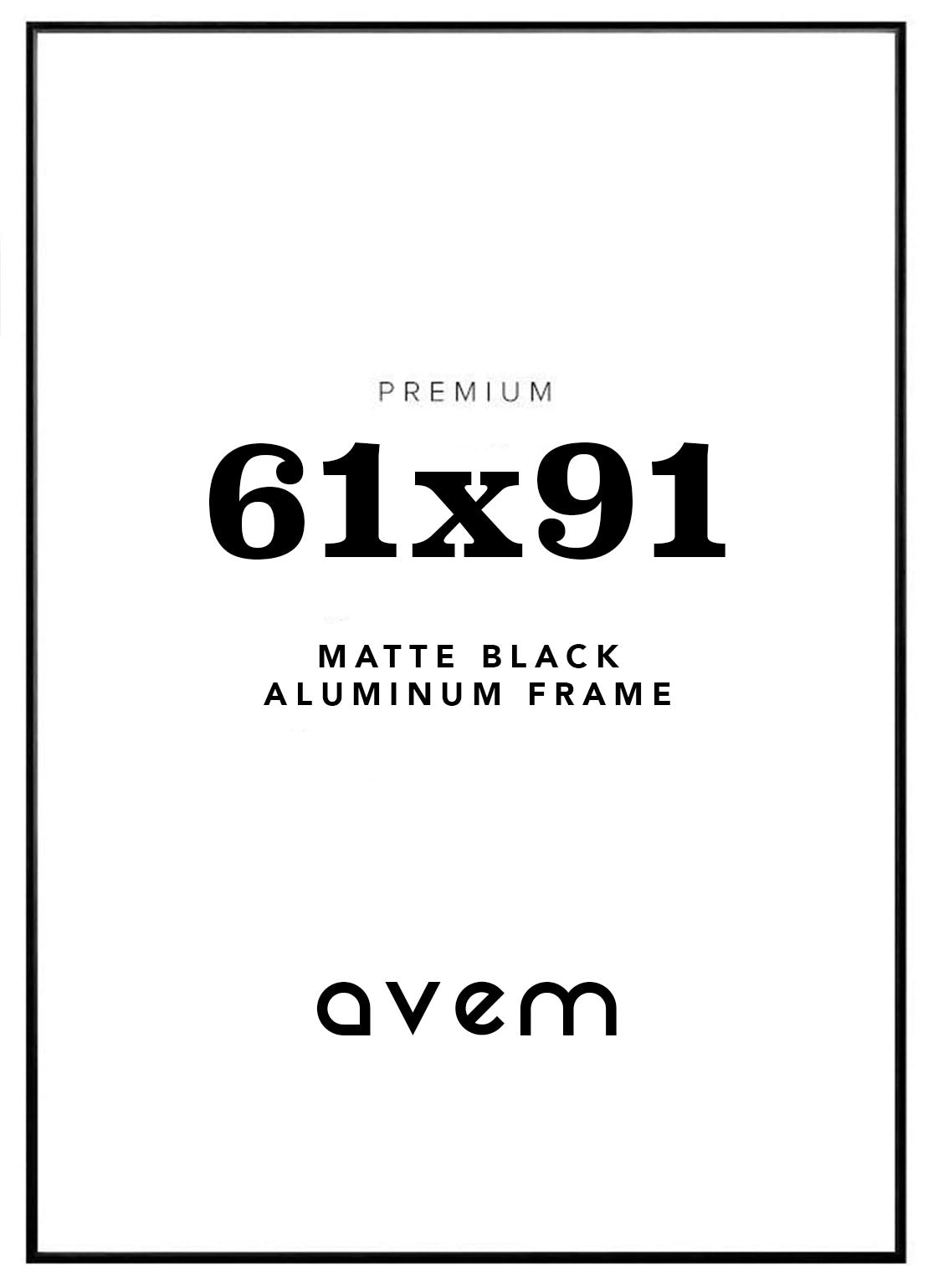 Metalen frame zwart mat 61x91